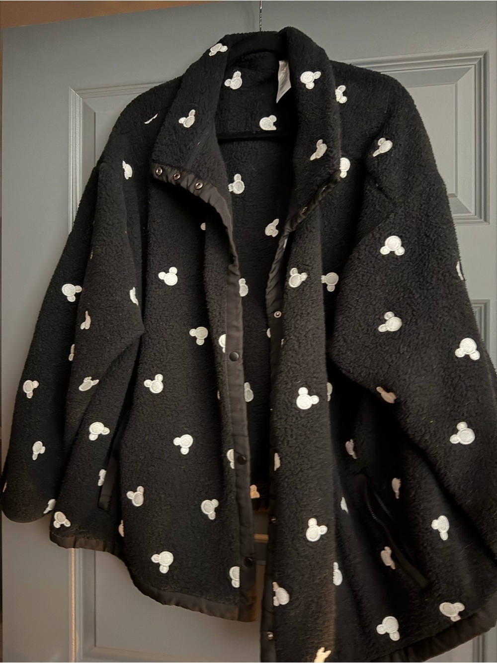 Disney Black Teddy Jacket with White Mickey Motifs